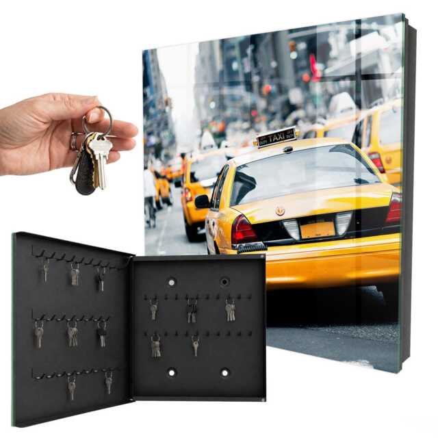 City Of Life Wall Mounted Key Cabinet, Yellow Box For Home, Modern Cities, Lovers The Bustle - image 1