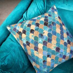 "Gold & Blue Foil Cushion Cover Throw Pillow. 18""/20" - thumbnail 1