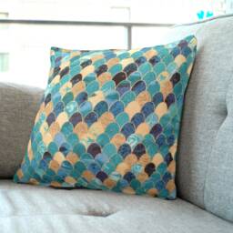 "Gold & Blue Foil Cushion Cover Throw Pillow. 18""/20" - thumbnail 2