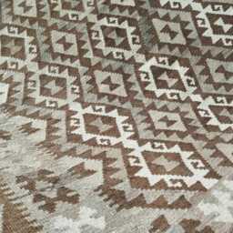 Handmade Afghan Kilim Rug, Artisan Natural Wool Flatweave, Tribal Geometric Turkish Persian Navajo Bohemian Design, 272x180 cm - thumbnail 3
