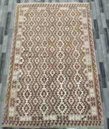 Handmade Afghan Kilim Rug, Artisan Natural Wool Flatweave, Tribal Geometric Turkish Persian Navajo Bohemian Design, 272x180 cm - thumbnail 1