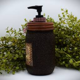 Grubby Hand Soap Dispenser Country Home, Salt Box, Mason Jar Pump & Folk Art Print, Primitive Americana Bathroom Decor - thumbnail 3