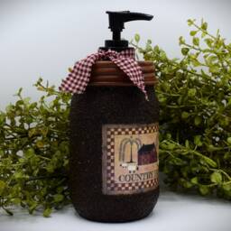 Grubby Hand Soap Dispenser Country Home, Salt Box, Mason Jar Pump & Folk Art Print, Primitive Americana Bathroom Decor - thumbnail 2