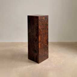 Walnut Burlwood Plinth Column Modern Sculpture Display Stand - 30x30x90 cm - thumbnail 1