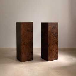 Walnut Burlwood Plinth Column Modern Sculpture Display Stand - 30x30x90 cm - thumbnail 2
