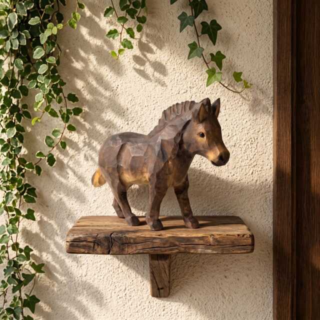 Charming Hand Carved Wooden Foal Figure - Rustic Horse Statuette & Farmhouse Shelf Decor Sweet Animal Lover Gift For Nursery - image 1