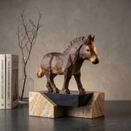 Charming Hand Carved Wooden Foal Figure - Rustic Horse Statuette & Farmhouse Shelf Decor Sweet Animal Lover Gift For Nursery - thumbnail 4