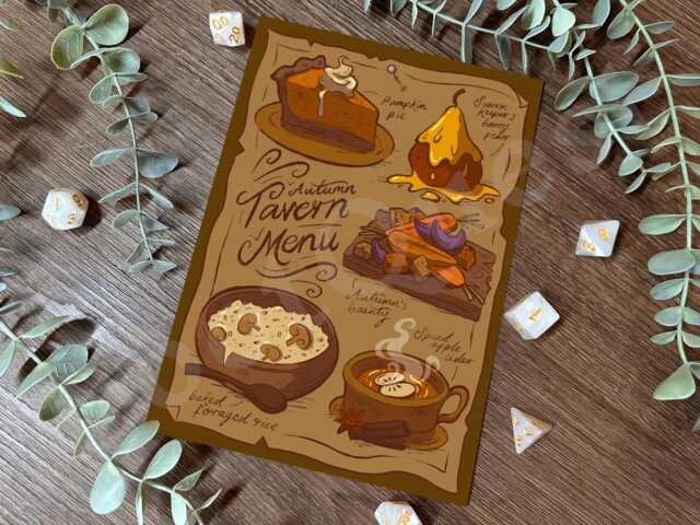 Autumn Tavern Food & Drink Print - A5 A6 - image 1