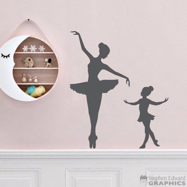 Big Ballerina Little Decal Set - Girl Bedroom Wall Art Ballet Decor - image 1