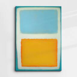 Modern Abstract Blue & Yellow Exhibition Oil Painting Wall Art, Framed Canvas Poster Print, Home Living Room Decor Gift Idea - thumbnail 3
