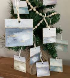 Hand Painted Watercolor Landscape Ornament - thumbnail 1