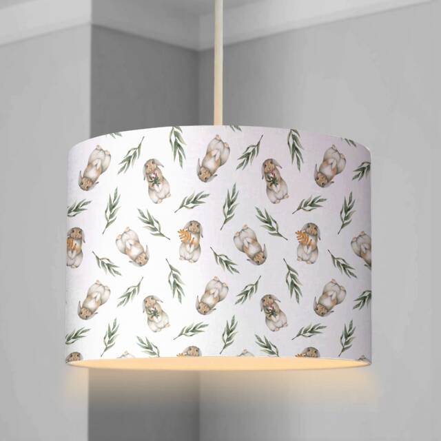 Lampshade - Cute Little Bunnies Nursery Ceiling Or Table Lampshade, Childrens Woodland Decor, Nursery Decor - image 1