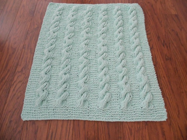 Mint Green Cabled Baby Blanket/Adult Lap Robe - image 1