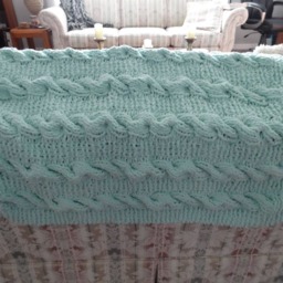 Mint Green Cabled Baby Blanket/Adult Lap Robe - thumbnail 2