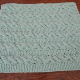 Mint Green Cabled Baby Blanket/Adult Lap Robe - thumbnail 3