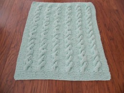 Mint Green Cabled Baby Blanket/Adult Lap Robe - thumbnail 1