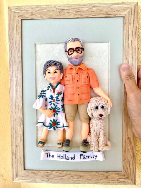 30Th Anniversary Gift For Parents Custom Portrait From Photo Couple With Dog - image 1