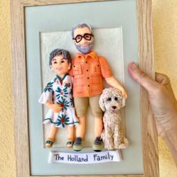 30Th Anniversary Gift For Parents Custom Portrait From Photo Couple With Dog - thumbnail 2