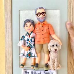 30Th Anniversary Gift For Parents Custom Portrait From Photo Couple With Dog - thumbnail 4