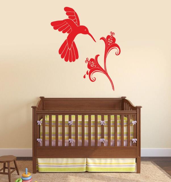 Wall Vinyl Decal Hummingbird Flower Garden Nature Living Room Decor - #2405Dn - image 1