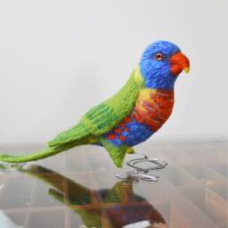 Mr. Rainbow Lorikeet, Life Size Needle Felted Bird Fiber Sculpture