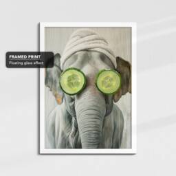 Elephant Beauty Care Towel Bath Tub Framed Poster Print Canvas Wall Decor Art Painting Bedroom Home Bathroom Funny Animal Lover Gift - thumbnail 3