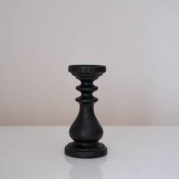 5 Black Candle Holders Set Rustic Candlesticks Three Wooden Decor Candle Centerpiece Turned Wood Pillars Black Home Design Magic Coool - thumbnail 3