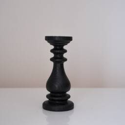 5 Black Candle Holders Set Rustic Candlesticks Three Wooden Decor Candle Centerpiece Turned Wood Pillars Black Home Design Magic Coool - thumbnail 2