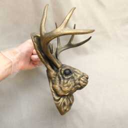 Jackalope Mount With Hand Painted Aged Gold Finish - 3D Printed Head Wall Art - thumbnail 2