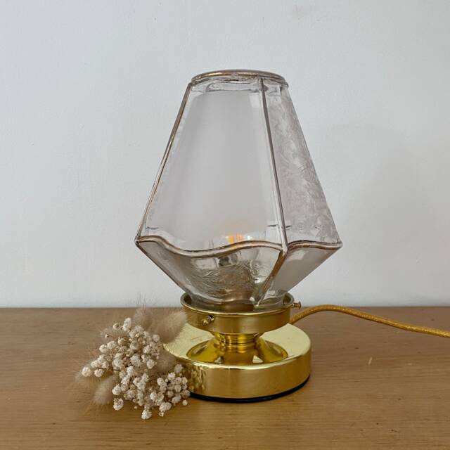 Vintage Art Deco Globe Table Lamp in White & Gold Glass - image 1