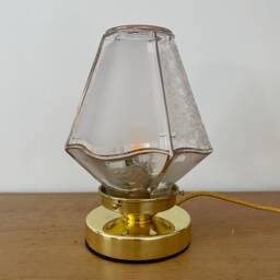 Vintage Art Deco Globe Table Lamp in White & Gold Glass - thumbnail 4