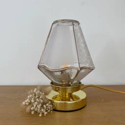 Vintage Art Deco Globe Table Lamp in White & Gold Glass