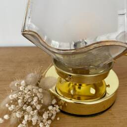 Vintage Art Deco Globe Table Lamp in White & Gold Glass - thumbnail 3