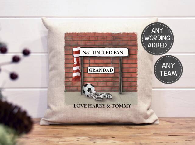 Personalized Football Gift Street Sign Cushion For Dad, Grandad - image 1