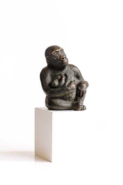 Gorilla Lady On Wooden Base