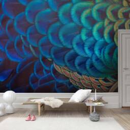 Blue Feather Texture Wallpaper, Dreamy Wall Mural - Peel & Stick - thumbnail 2
