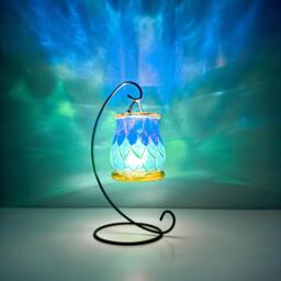 Twilight Bloom Glass Lantern - Hand Painted Hanging Tealight Holder Artisan Home Decor - thumbnail 1