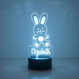 Personalised Bunny Rabbit Led Night Light - Custom Name Nursery Lamp - thumbnail 4