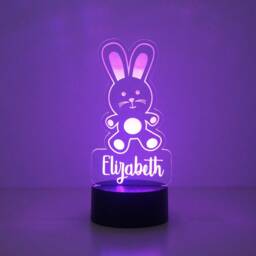 Personalised Bunny Rabbit Led Night Light - Custom Name Nursery Lamp - thumbnail 1