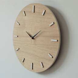 Oak Veneer Wall Clock Modern Scandinavian Design - 15.7 Inch - thumbnail 3