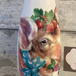 Pig Vase, Piglets , Gifts For Her, Vases, Decoupaged - thumbnail 3