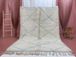 Handmade Wool Moroccan Rug Minimalist Atlas Carpet - 7x9Ft - thumbnail 1