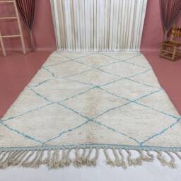 Handmade Wool Moroccan Rug Minimalist Atlas Carpet - 7x9Ft - thumbnail 3