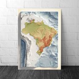 Brazil Bathymetry Print - Ocean Topographical Map South America Wall Art Poster - thumbnail 1