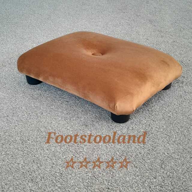 Handmade Gold Velvet Footstool Small Golden Yellow Ottoman, Home Office Support. Ud - image 1