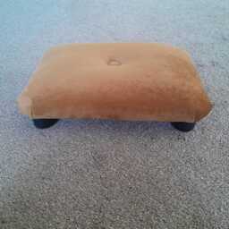 Handmade Gold Velvet Footstool Small Golden Yellow Ottoman, Home Office Support. Ud - thumbnail 2