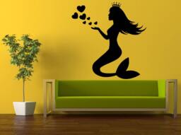 Wall Decal Vinyl Sticker Decals Interior Decor Diy Free Shipping Sea Ocean Beautiful Princess Girl Mermaid With Love Hearts L532