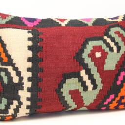 Turkish Kilim Pillow Cover 16x24, Vintage Wool Lumbar Cushion - thumbnail 2
