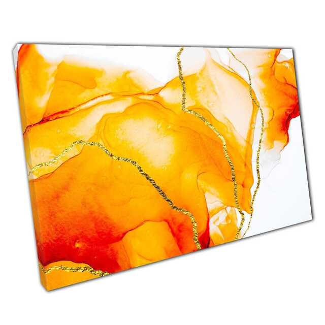 Vibrant Abstract Canvas Orange, Red & Gold Highlights - Modern Wall Art For Home Office Decor - image 1