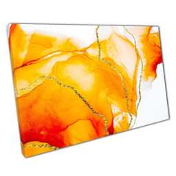 Vibrant Abstract Canvas Orange, Red & Gold Highlights - Modern Wall Art For Home Office Decor - thumbnail 1